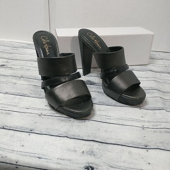 Cole Haan Country Black Leather SZ 7B Mule Sandals Open Toe - Picture 9 of 10